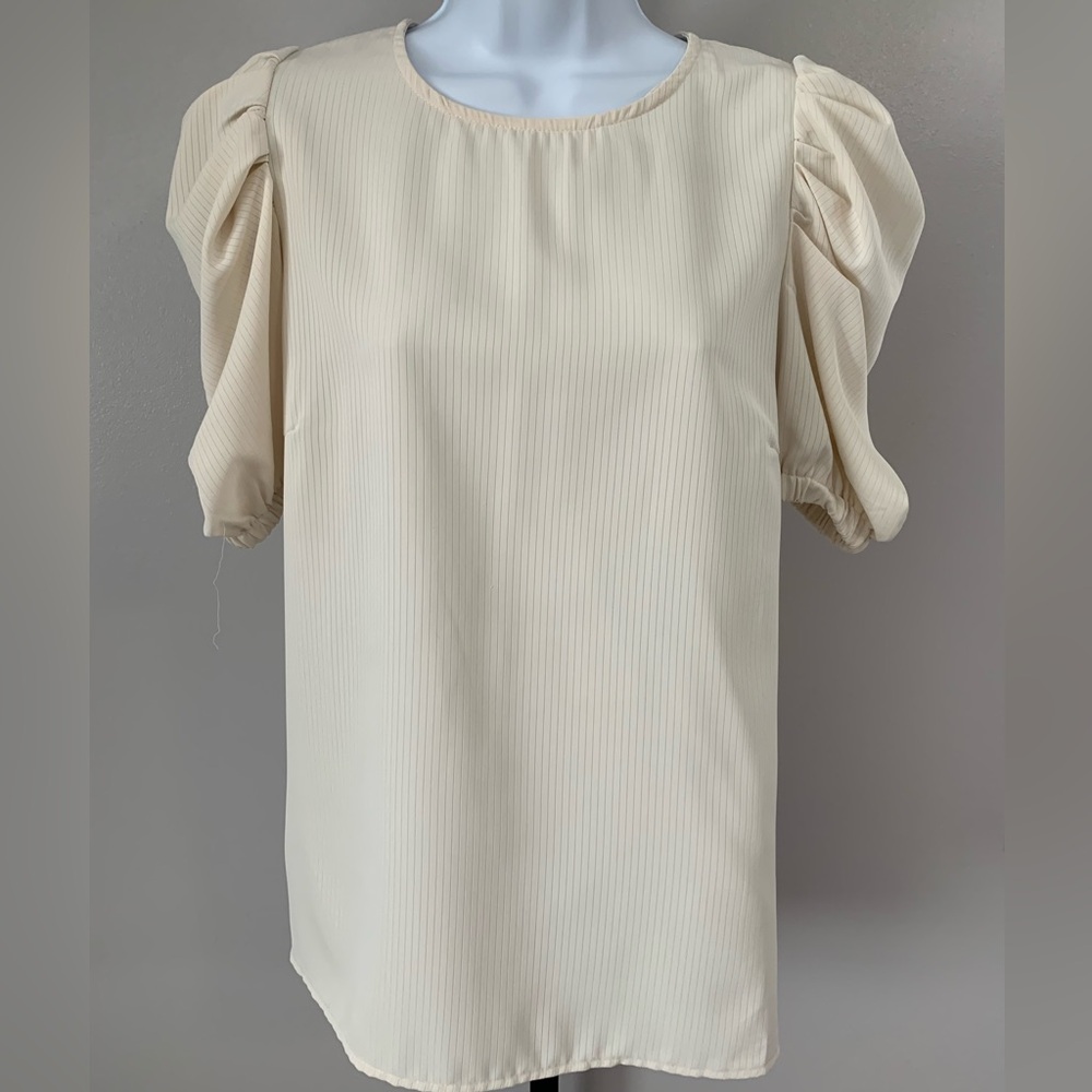 Glam Elegant Cream Puff Sleeve Top
